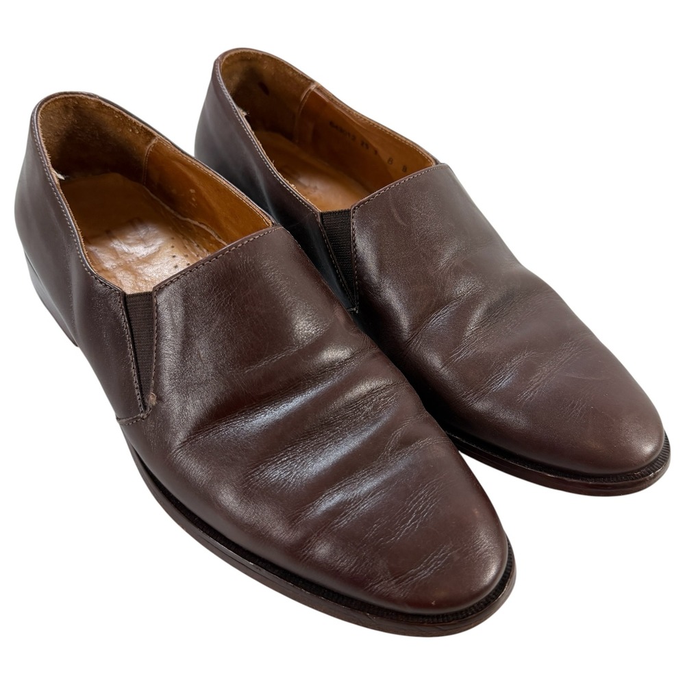 VTG‎ GAP Made in Italy Brown Leather Slip On Loafers Womens 8 B Almond Toe 90s